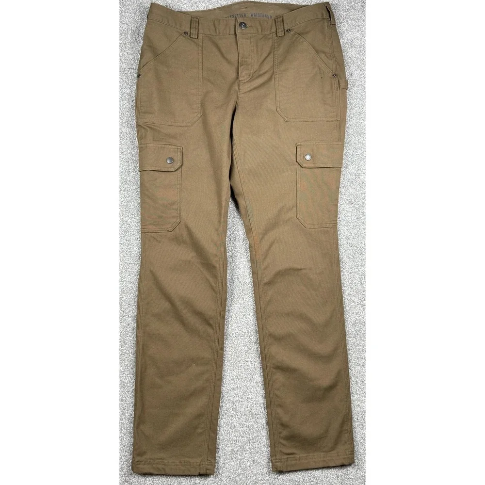 Duluth Trading Co Cargo Pants Women 12 x 33 Brown Curvesetter Stretch Outdoor